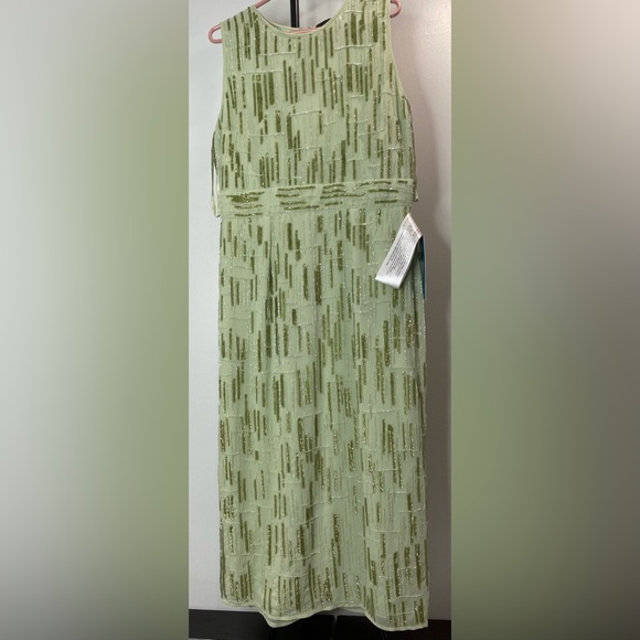 NEW MAC DUGGAL ABSTRACT BEADED SLEEVELESS MIDI SHEATH DRESS - Picture 5 of 12